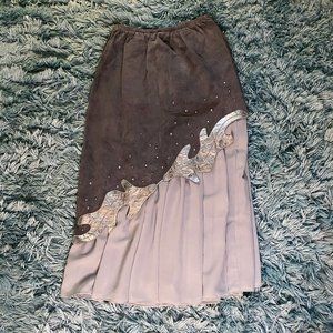 Stephen Cole Grey & Silver Suede Maxi Skirt M